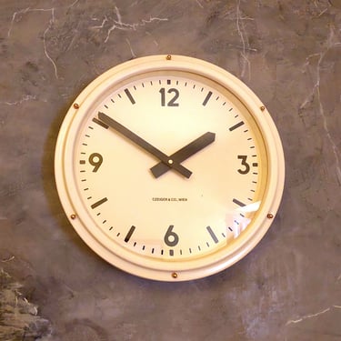 Schauer Austrian Industrial Wall Clock, 33cm Diameter, From '70s, Top Quality, Collectors Item, Mint Condition 