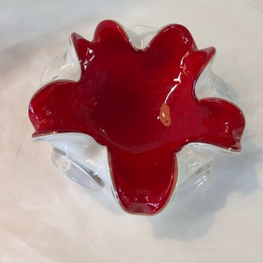 Red & White Glass Bowl