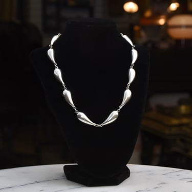 Vintage Mexican Sterling Silver Teardrop Link Necklace, Heavy/Chunky Chain Necklace, Polished Silver Links, TAXCO 925, 18" L 