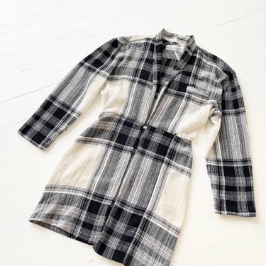 1980s Norma Kamali Black + White Plaid Jacket 