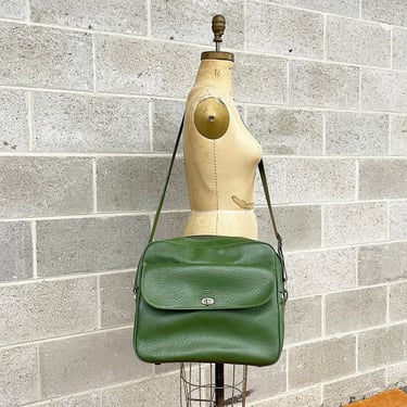 Vintage Sears Carry On Bag Retro 1960s Mid Century Modern + Green Vinyl + Luggage or Overnight Bag + Adjustable Strap + MCM + Travel Bag 