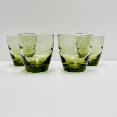 Vintage Libbey Green Ripple Rocks / Tumbler / Glasses / Set of 4 / Mid Century / Rare Set / FREE SHIPPING 