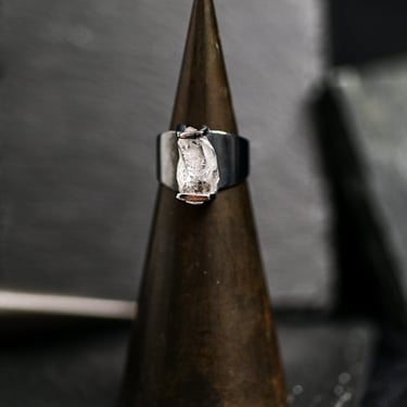 Sterling Silver Dual Bar Petite Herkimer Diamond Ring