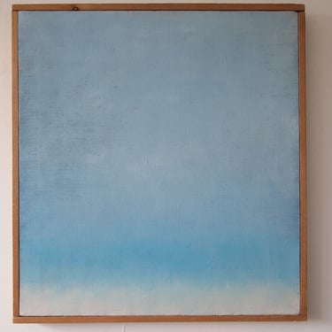 Original Vintage SKY BLUE PAINTING 23x21&amp;quot; Oil / Canvas, Rothko Abstract Expressionist Art, Mid-Century Modern eames knoll era 