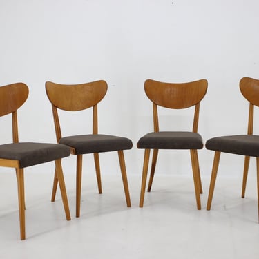 1950s Set of Four Dining Chairs ,Czechoslovakia / Vintage Chairs / Mid-cenntury / Grey colour / 