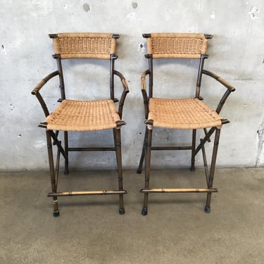 Pair of Vintage Woven Barstools