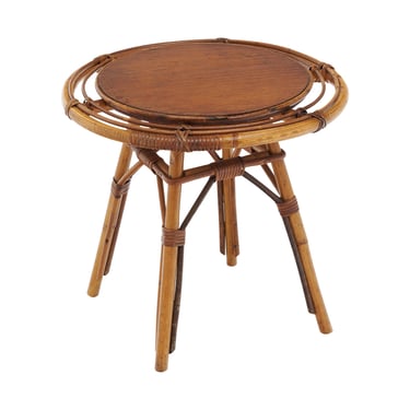 Vintage Bamboo Side Table by Bonaudi Vallauris