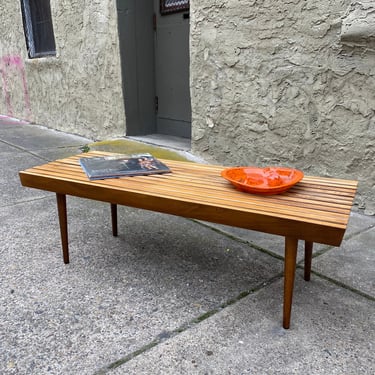 Mid century coffee table Danish modern slat bench mid century slat coffee table 