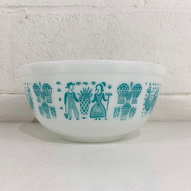 Vintage Pyrex Blue Butterprint Mixing Bowl Milk Glass Dish Amish 403 2 1/2 Qt. Turquoise White Mid-Century Retro 1950s USA 