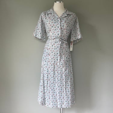 BNWT Deadstock 1950s Vintage Floral Shirt House Dress w/Pockets A Nancy Frock 18 