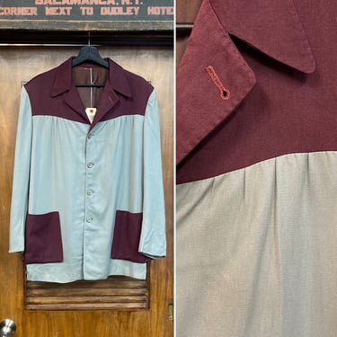Vintage 1950’s Two-Tone Gabardine Hollywood Leisure Rockabilly Elvis Jacket, Original, Nassau, 50’s Vintage Clothing 