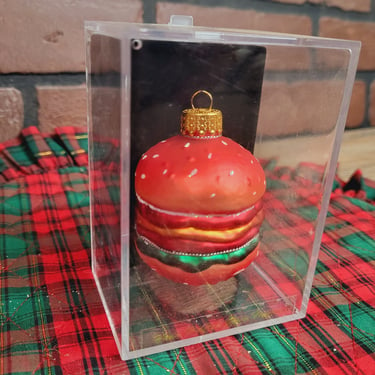 NOS New The Trimmery Vintage Glass Hamburger Ornament 