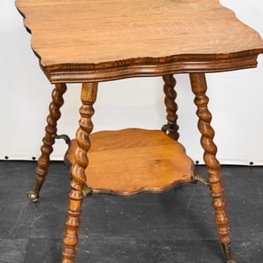 Victorian Oak Ball and Claw Barley Twist Parlor Table 