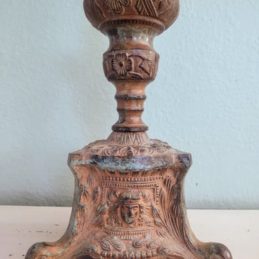 Vintage Antique Cast Iron 23" Tall Ornate Candleholder Made in India Home Décor Candle Décor 