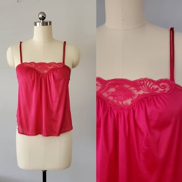 1970's Hot Pink Camisole by Miss Elaine 70's Lingerie 70s Women's Vintage Size Medium 