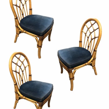 Restored Rattan Dining Chairs with Cathedral Back 