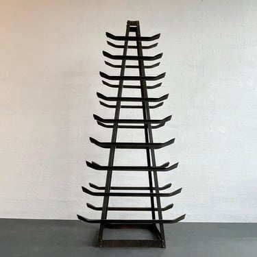 Custom-Made Tall Industrial Cast Iron Tower Storage Rack Sculpture