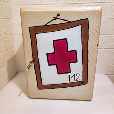 Vintage Medical Locker / Metal First Aid Cabinet / Red Cross Cabinet / Vintage Storage / Yugoslavia/ First Aid/ 80s 