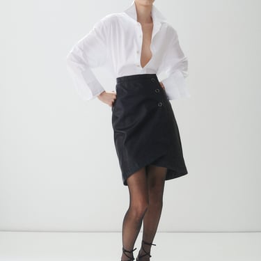 Ysl Black Leather Skirt