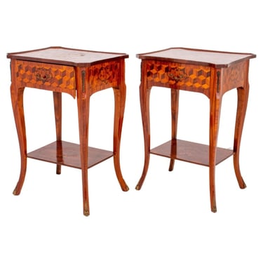 Late Louis XV Style Marquetry Tables, Pair