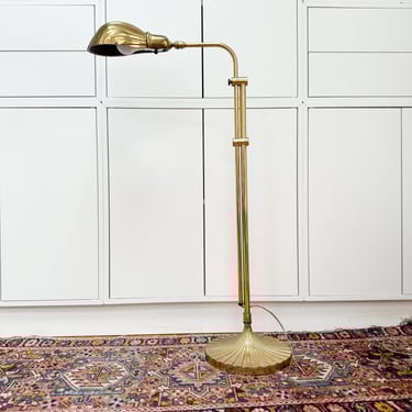 Vintage Brass Clam Shell Adjustable Floor Lamp 