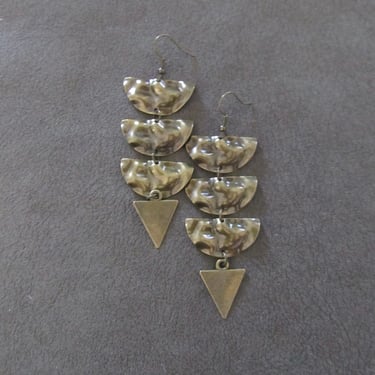 Large hammered bronze earrings 2 