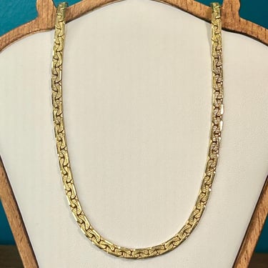 Gold Plated Chain Necklace Yellow Gold Plate 18” Vintage Retro Textured 