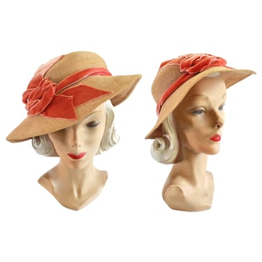 1930s NRA Label Straw Picture Hat - 1930s Picture Hat -  1930s Womens Straw Hat -  1930s Hat - 1930s Summer Hat - 1930s Spring Hat 