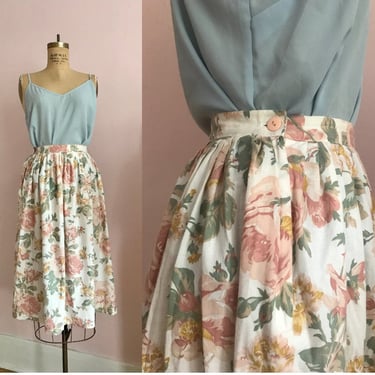 1990's Pale Rose Floral Skirt 