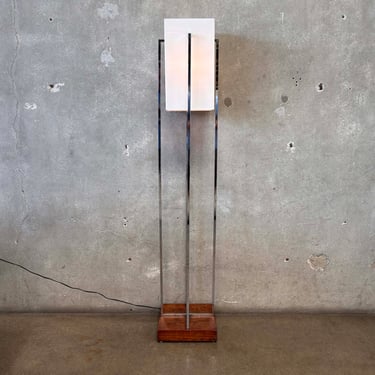 Mid Century Modern Chrome Plastic Saucer Shade Floor Lamp by Paul Mayen