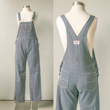 1980s Overalls Hickory Stripe Cotton Workwear XS 