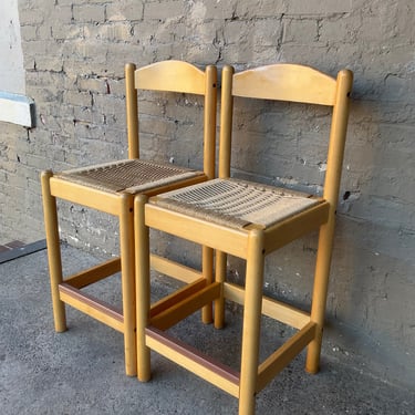 Pair of MCM Maple Rope Stools