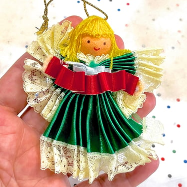 VINTAGE: Fabric Angel Ornament by Russ Berrie & Co - Crafts - Made on Japan - Holiday, Christmas, Xmas 