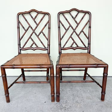 Pair of Faux Bamboo Chippendale Chairs