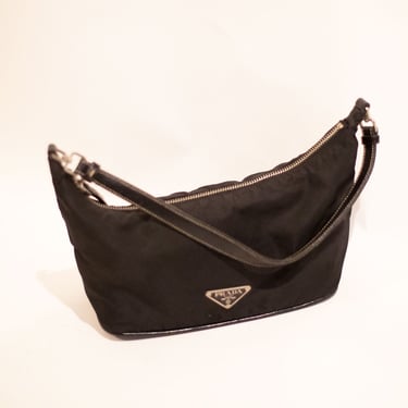 PRADA Nylon Mini Pochette Shoulder Bag in Nero Mini Hobo