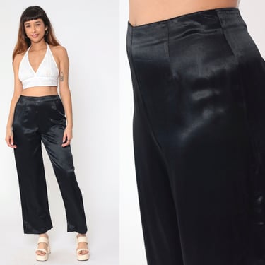 Black Satin Trouser Pants 90s Straight Leg Pants | Shop Exile - Tucson, AZ  | ATTIC