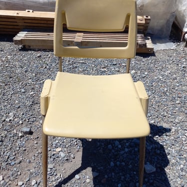 Vintage Plastic Chair with Metal Legs, Yellow
