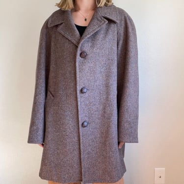 Vintage Pendleton Mens Wool Tweed Mid Length Collared Winter Coat Jacket Sz 44 