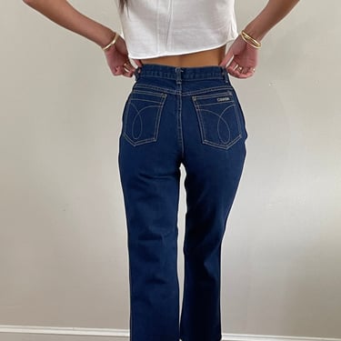 80s Calvin Klein jeans / vintage dark wash designer high waisted Calvin Klein jeans | Made in USA | 25 W 