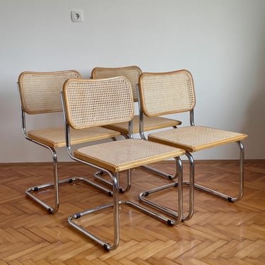 1 of 4 Mid Century Modern Cesca Chairs / Marcel Breuer Design / Italian Cesca / Dining Chair with Mesh Seat / Office Chair / Bauhaus / 1980s 