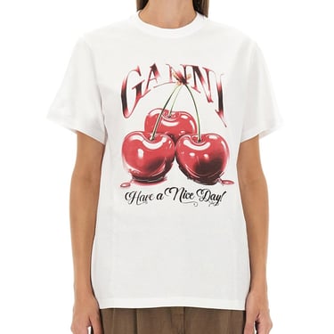 Ganni Women T-Shirt Con Stampa Cherry