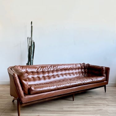 Vintage Mid Century Sofa in Vegan Leather