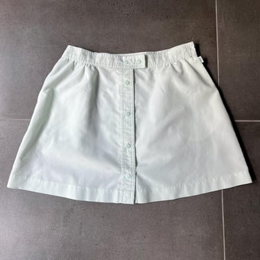 70s 80s Light Mint Snap Front Sporty Miniskirt 28 Waist 