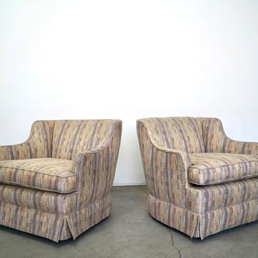 Pair of 1950’s Hollywood Regency Swivel Lounge Chairs 