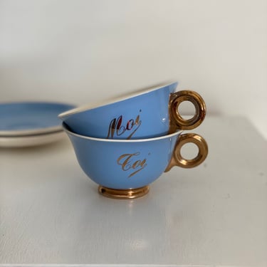 vintage french "toi et moi" teacups and saucers