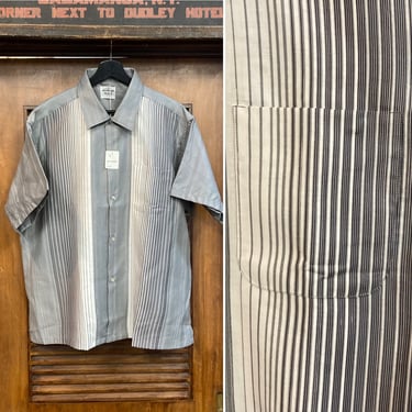 Vintage 1950’s Size XL -Deadstock- Gradation Stripe Cotton Rockabilly Shirt, Never Worn, 50’s Vintage Clothing 