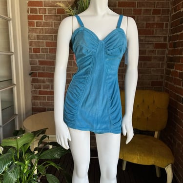 1950s Blue Terrycloth Catalina Bathing Suit