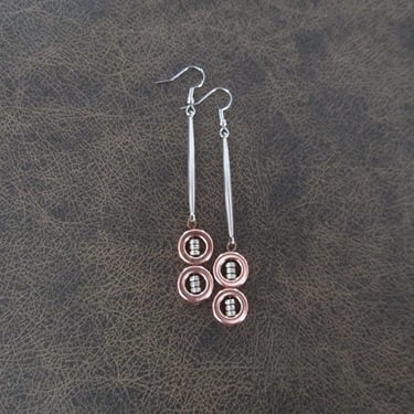 Mid century modern rose gold and silver geometric earrings 