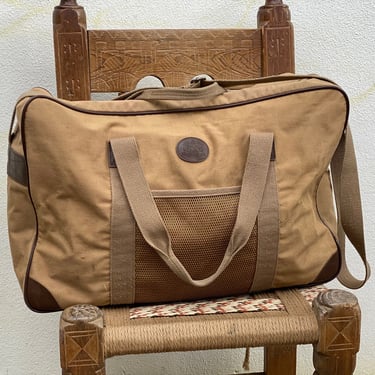 Vintage Ralph Lauren Weekender Bag / Canvas and Leather Weekender Bag / Vacation Luggage / Vintage 80's 90's Weekender Travel Bag 