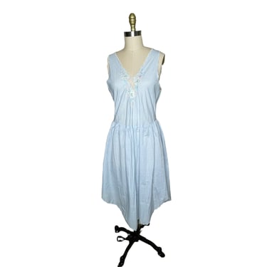 Vintage Kelly Reed Powder Blue Embroidered Nightgown, Size M 